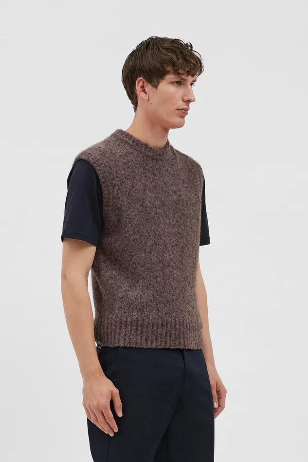 Men Norse Projects Knitwear Manfred Tweed Vest Burgundy