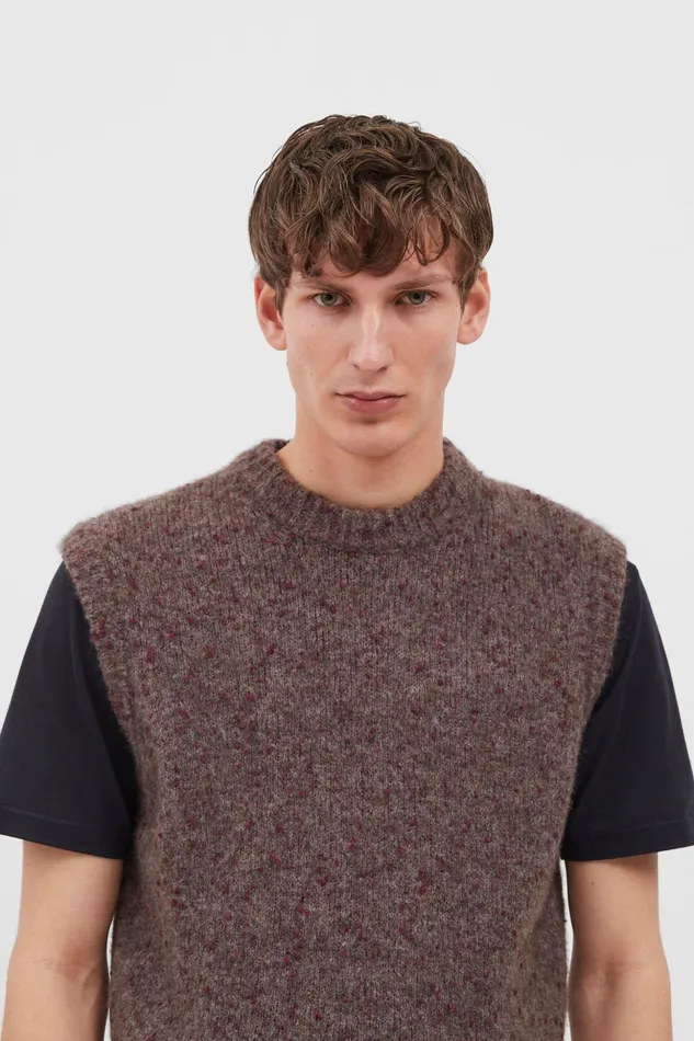 Men Norse Projects Knitwear Manfred Tweed Vest Burgundy