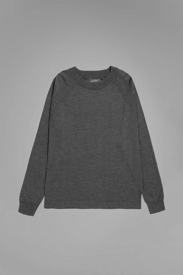 Men Norse Projects Knitwear Tech Merino Crew Charcoal Melange