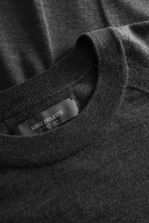 Men Norse Projects Knitwear Tech Merino Crew Charcoal Melange