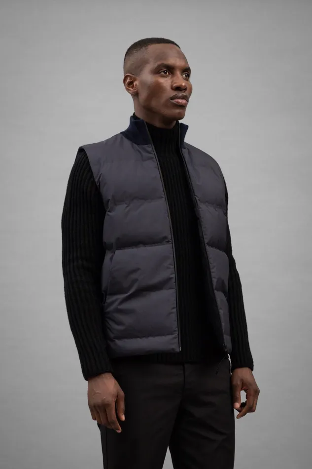 Men Norse Projects Outerwear Pertex Shield Hybrid Knit Gilet Dark Navy