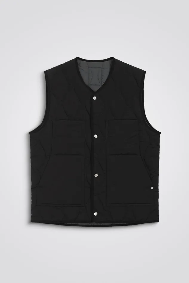 Men Norse Projects Outerwear Peter Waxed Nylon Insulated Vest Black