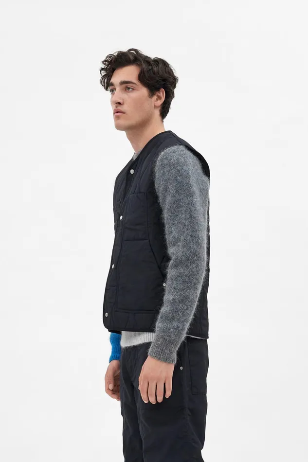 Men Norse Projects Outerwear Peter Waxed Nylon Insulated Vest Black