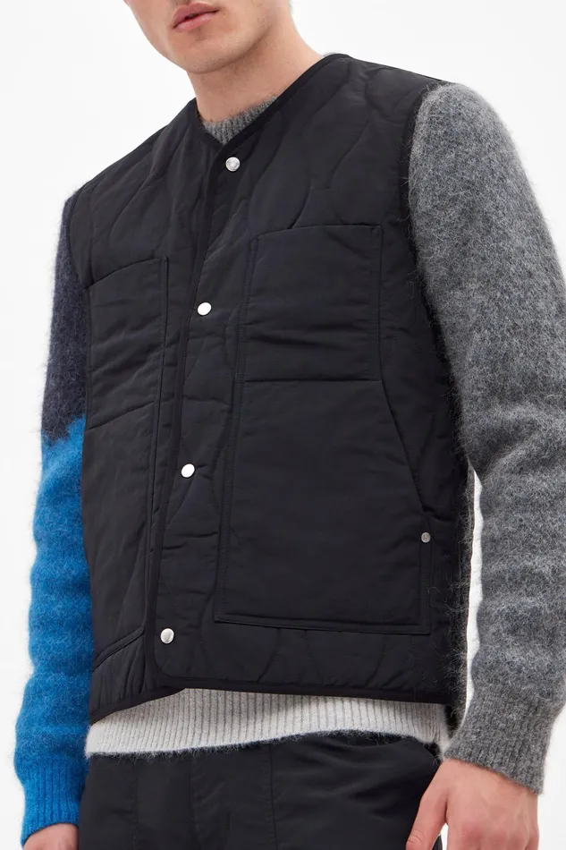 Men Norse Projects Outerwear Peter Waxed Nylon Insulated Vest Black