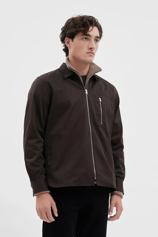 Men Norse Projects Overshirts Ulrik Gabardine Overshirt Espresso