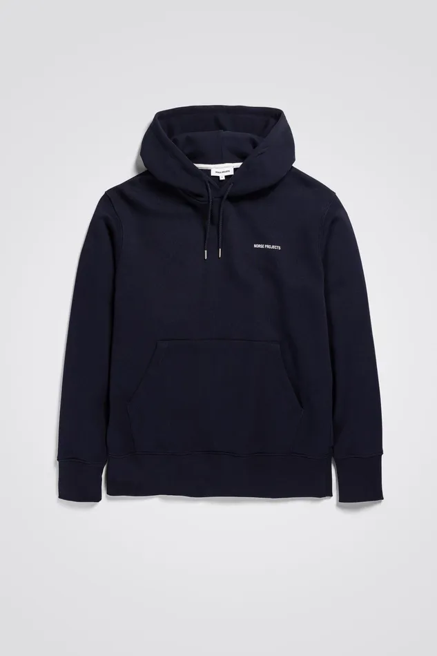 Men Norse Projects Sweatshirts Arne Logo Hoodie Dark Navy