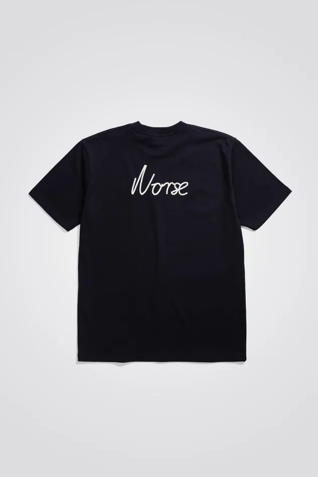 Men Norse Projects TShirts Johannes Chain Stitch Tshirt Dark Navy