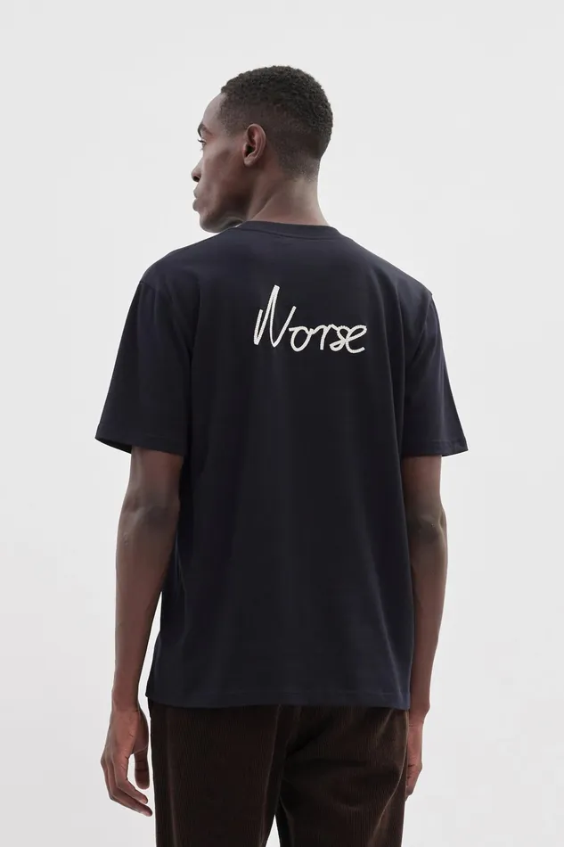 Men Norse Projects TShirts Johannes Chain Stitch Tshirt Dark Navy