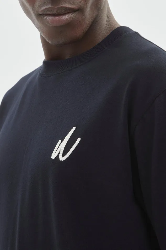 Men Norse Projects TShirts Johannes Chain Stitch Tshirt Dark Navy