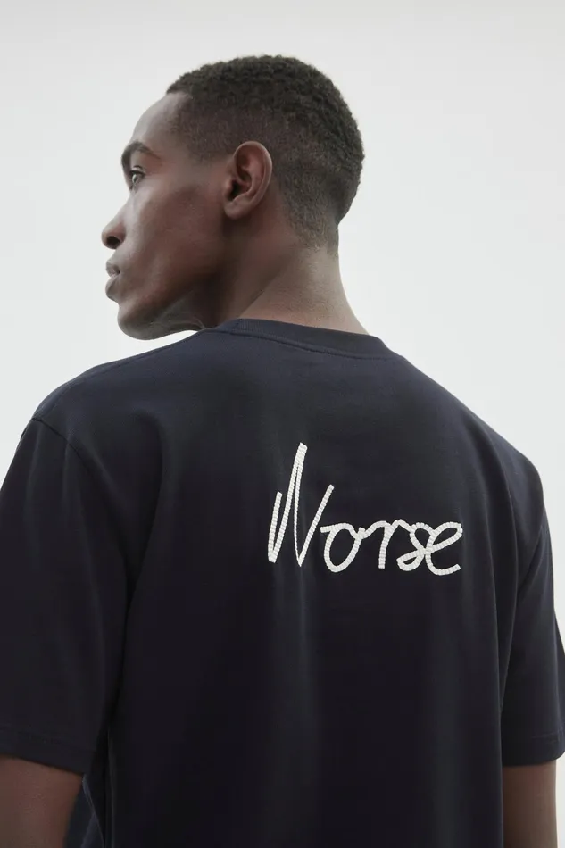 Men Norse Projects TShirts Johannes Chain Stitch Tshirt Dark Navy