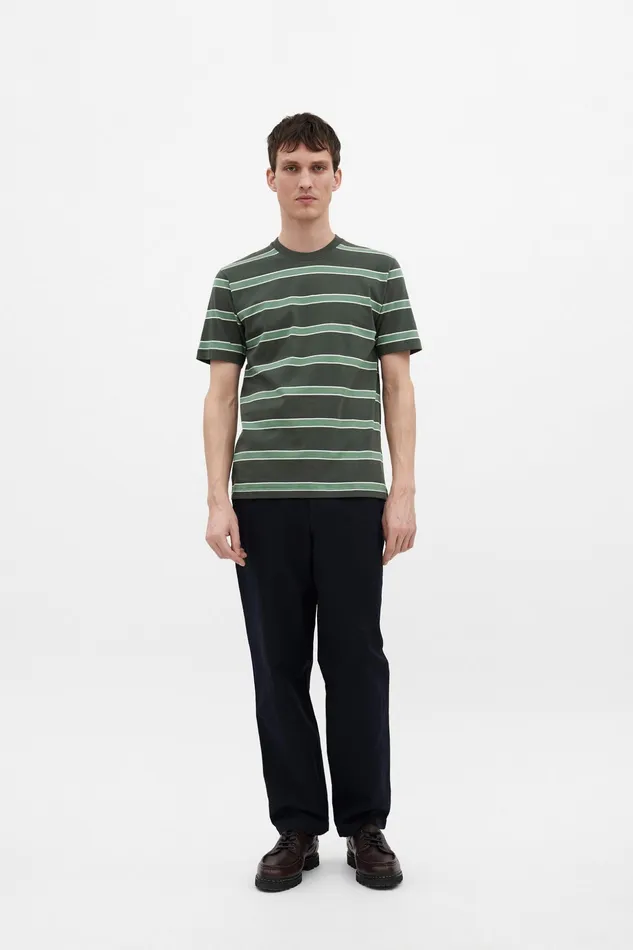 Men Norse Projects TShirts Johannes Organic Multicolour Stripe Tshirt Spruce Green