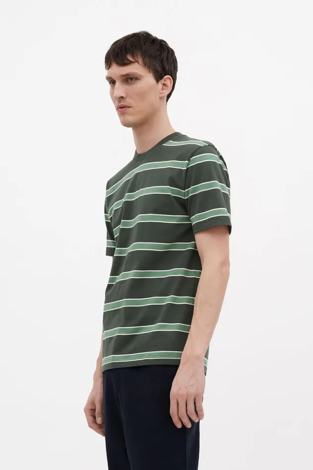 Men Norse Projects TShirts Johannes Organic Multicolour Stripe Tshirt Spruce Green