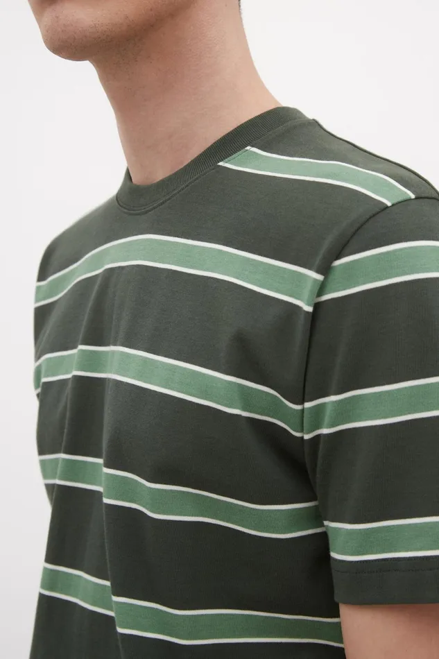 Men Norse Projects TShirts Johannes Organic Multicolour Stripe Tshirt Spruce Green