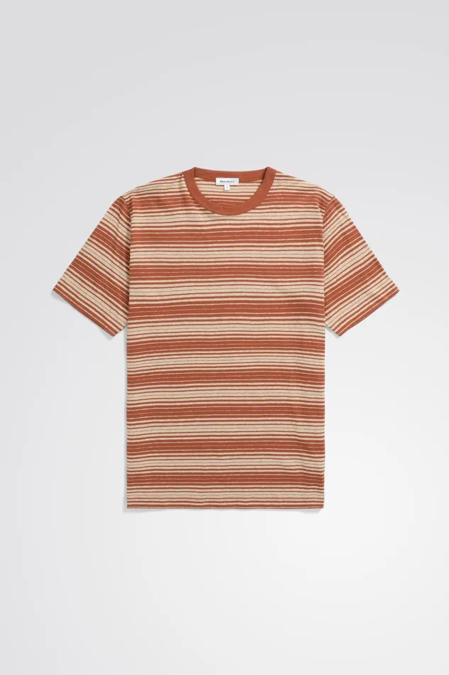 Men Norse Projects TShirts Johannes Spaced Stripe Tshirt Red Ochre