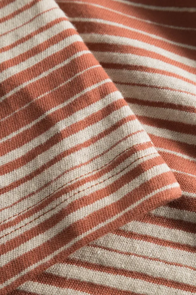 Men Norse Projects TShirts Johannes Spaced Stripe Tshirt Red Ochre
