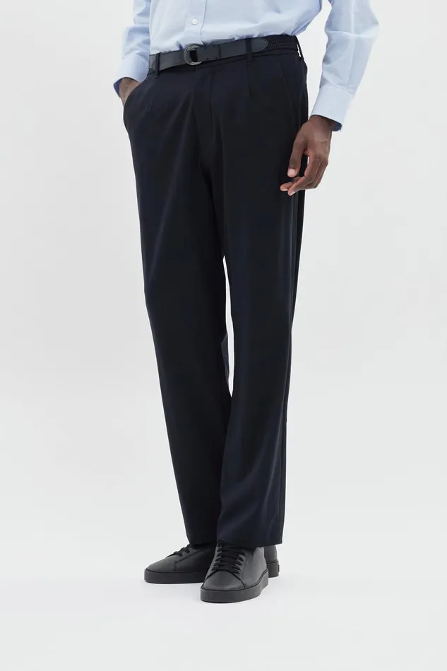 Men Norse Projects Trousers Aaren Cordura Tech Wool Trouser Dark Navy