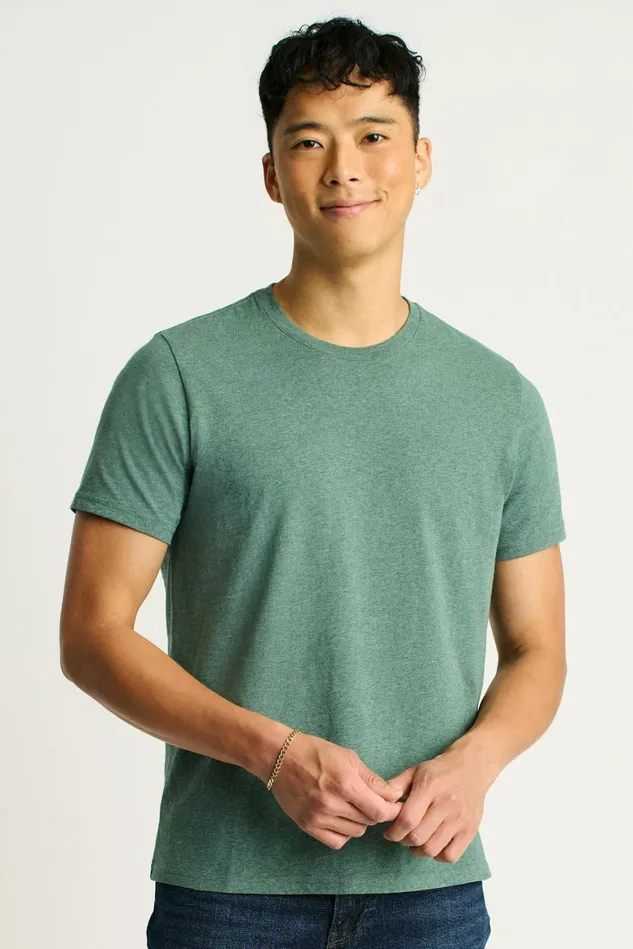Men Organic Cotton Tee Heather Dark Green Bonobos Short Sleeve Tees