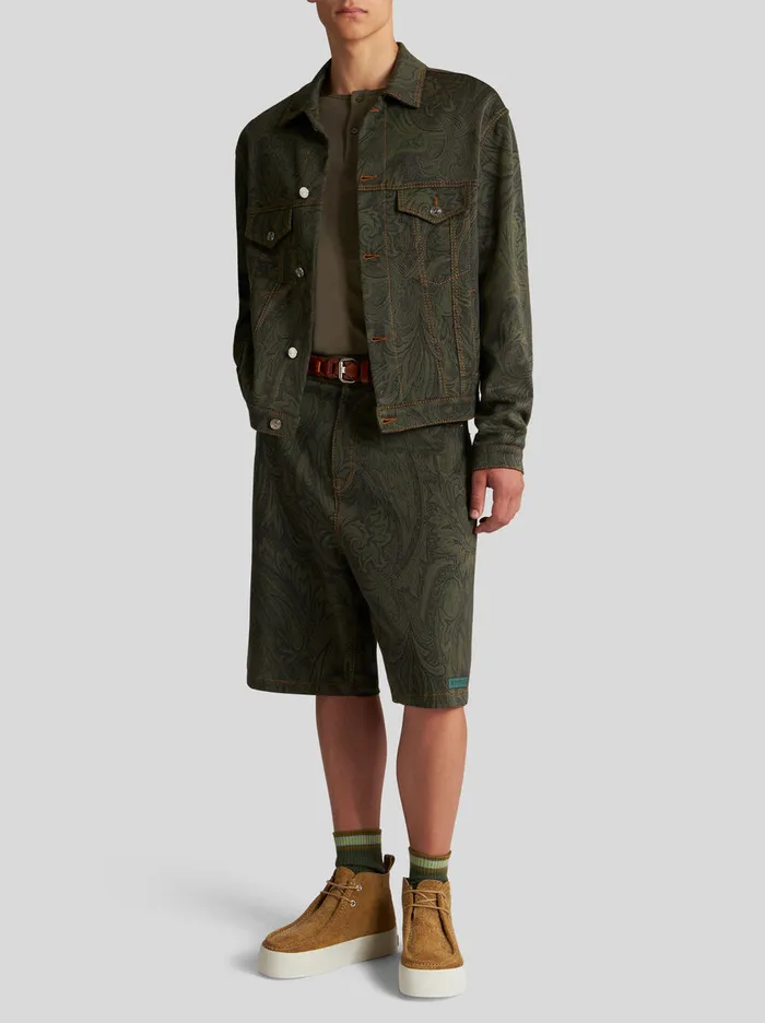 Men Paisley CottonBlend Jacquard Bermuda Shorts Etro Trousers