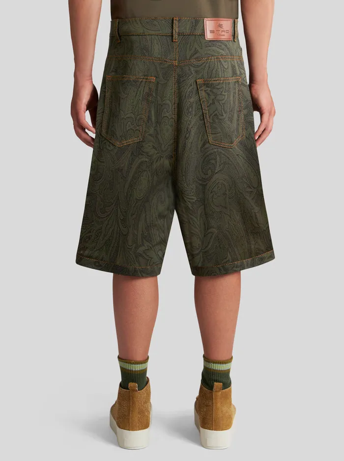 Men Paisley CottonBlend Jacquard Bermuda Shorts Etro Trousers