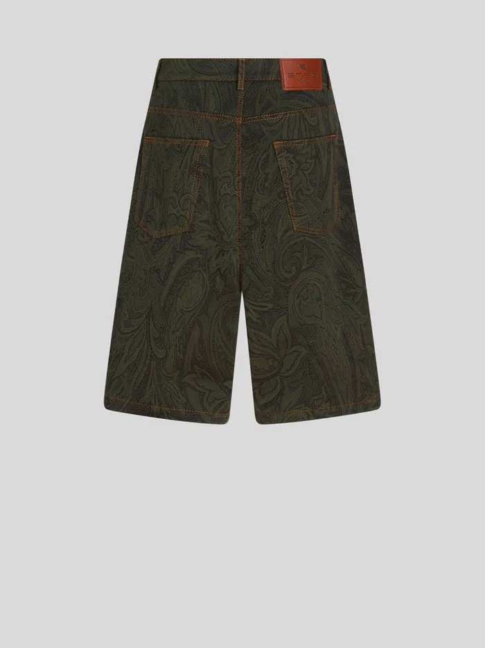 Men Paisley CottonBlend Jacquard Bermuda Shorts Etro Trousers