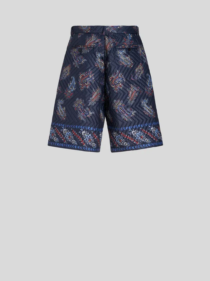 Men Paisley Quilted Nylon Bermuda Shorts Etro Trousers