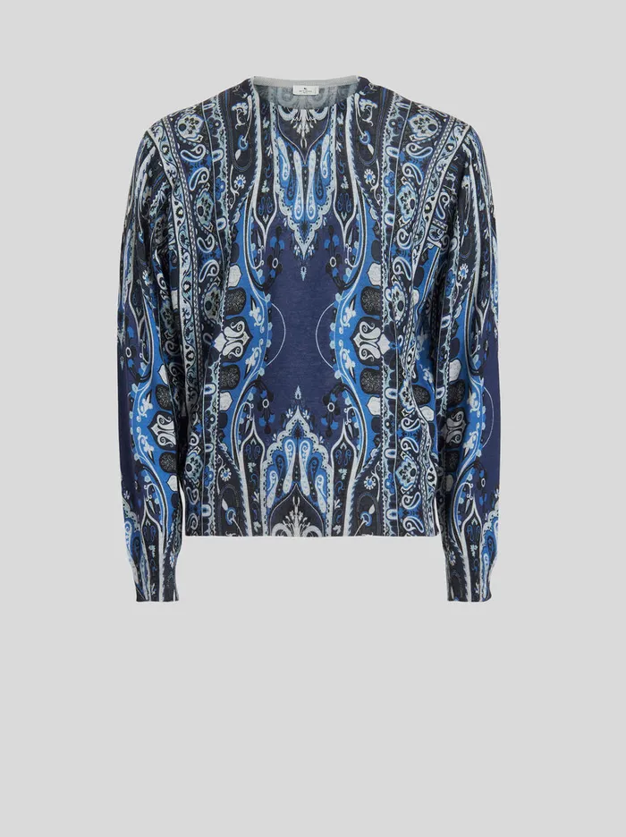 Men Paisley Silk And Cashmere Jumper Etro Knitwear