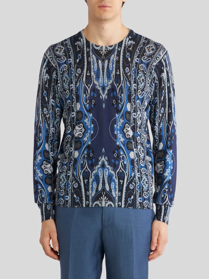 Men Paisley Silk And Cashmere Jumper Etro Knitwear