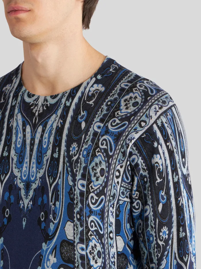 Men Paisley Silk And Cashmere Jumper Etro Knitwear