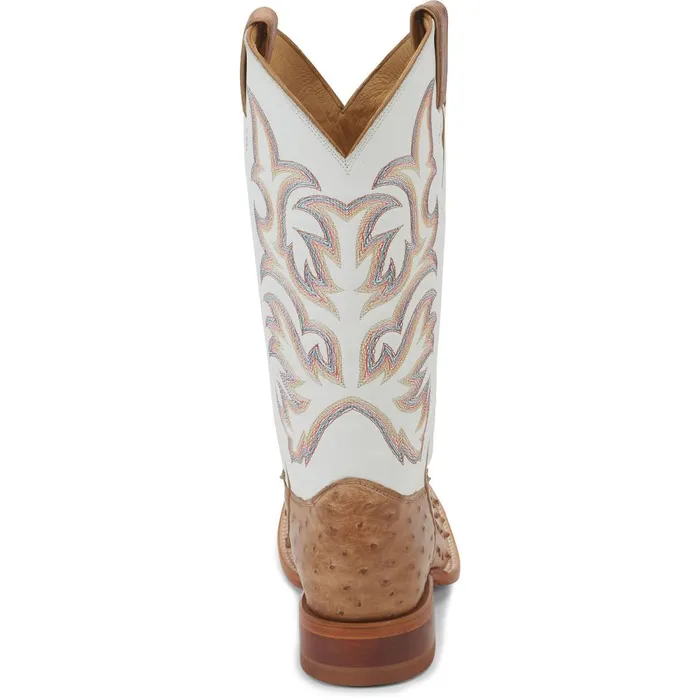 MEN Pascoe 13034 Full Quill Ostrich Antique Tan Justin Boots Western
