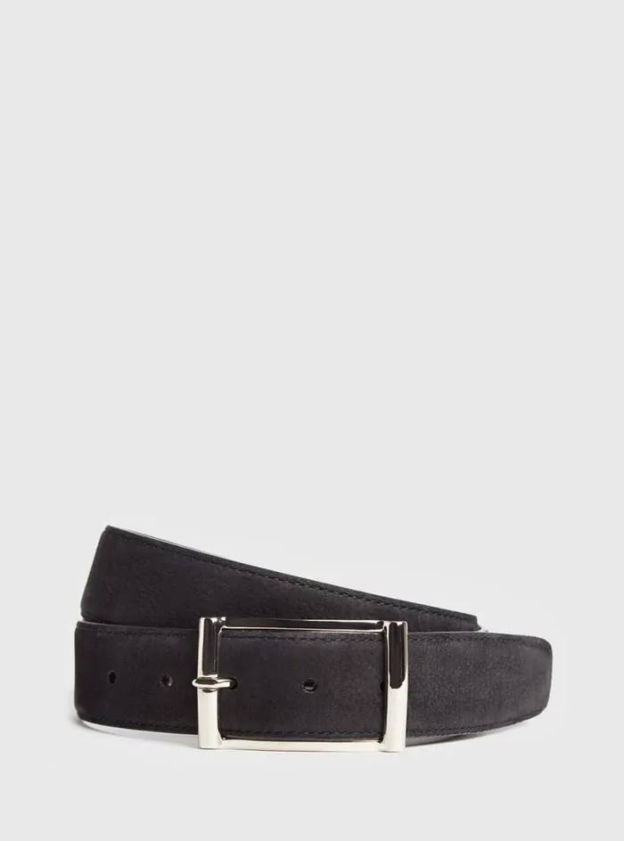Men Paul Stuart Belts Suede Nubuck Belt Black