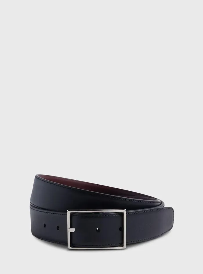 Men Paul Stuart Belts Vitello Cordo Reversible Belt Blackbordo