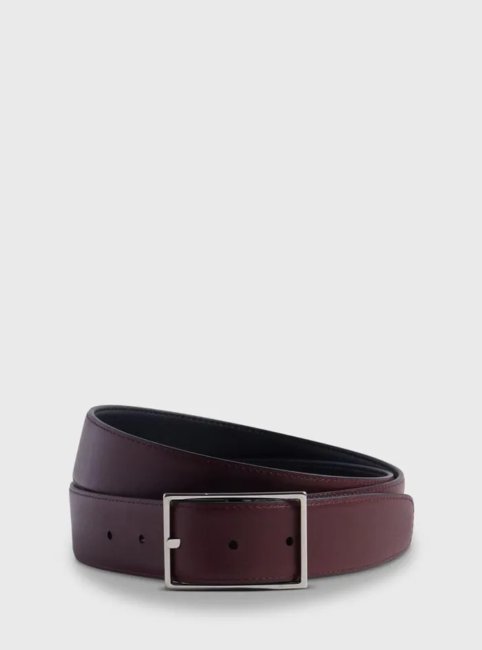 Men Paul Stuart Belts Vitello Cordo Reversible Belt Blackbordo
