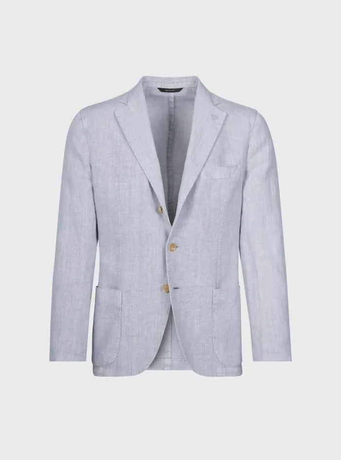 Men Paul Stuart Blazers and Jackets Linen GarmentDyed Jacket Silver