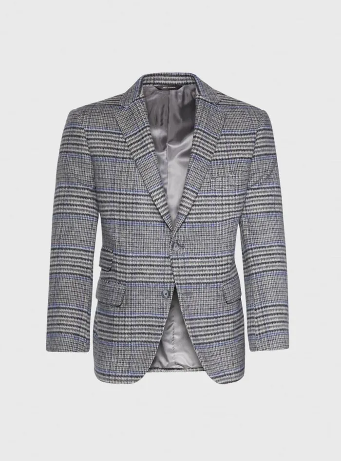 Men Paul Stuart Blazers and Jackets Plaid Cashmere Paul Jacket Greypurple