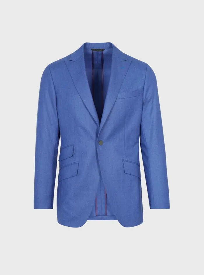 Men Paul Stuart Blazers and Jackets Super 120 Wool Drake Blazer Corn Flower Blue