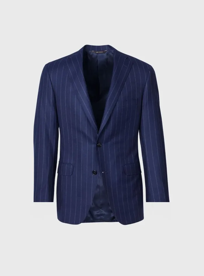 Men Paul Stuart Blazers and Jackets Wool Stripe Paul Suit Navy