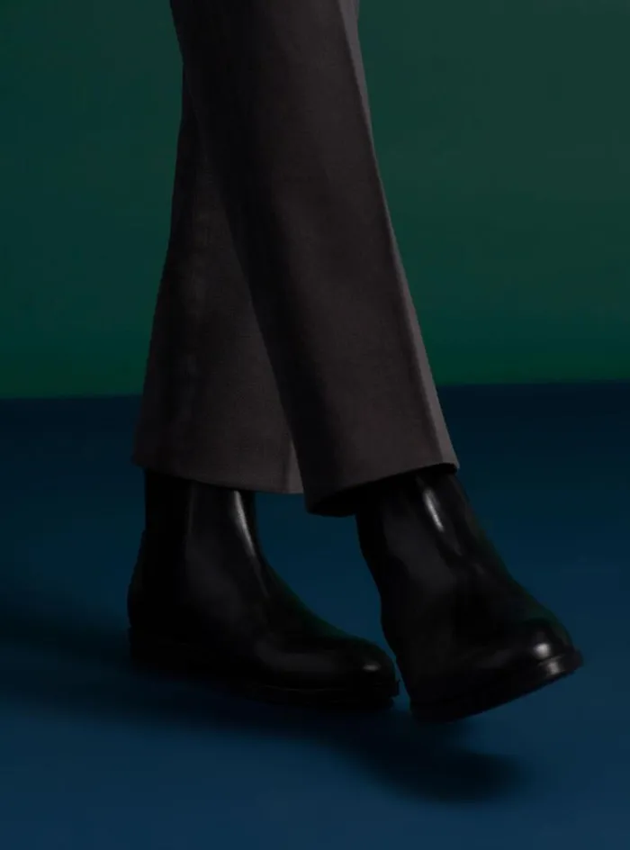 Men Paul Stuart Boots Leather Chelsea Boot Black
