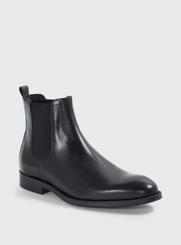 Men Paul Stuart Boots Leather Chelsea Boot Black