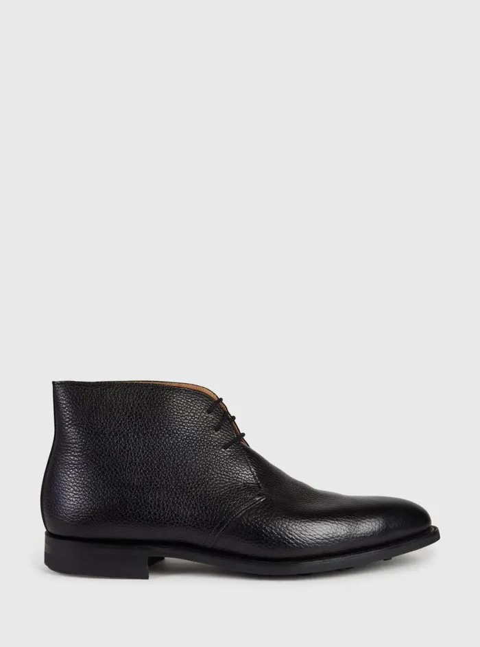 Men Paul Stuart Boots Linc Leather Chukka Boot Black Grain