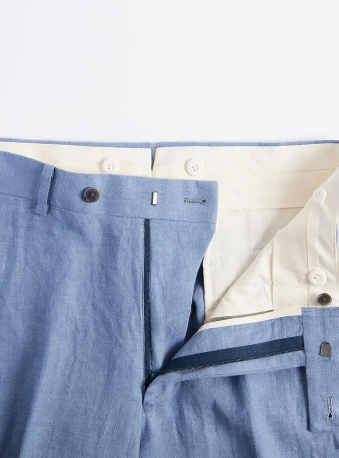 Men Paul Stuart Dress Pants Soft Linen Canvas Dress Trouser Corn Flower Blue