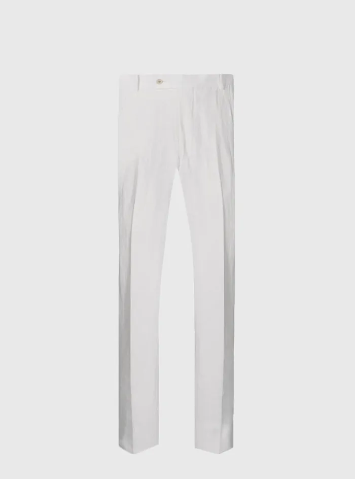 Men Paul Stuart Dress Pants Soft Linen Canvas Dress Trouser White