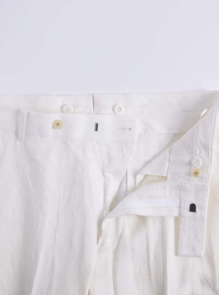 Men Paul Stuart Dress Pants Soft Linen Canvas Dress Trouser White