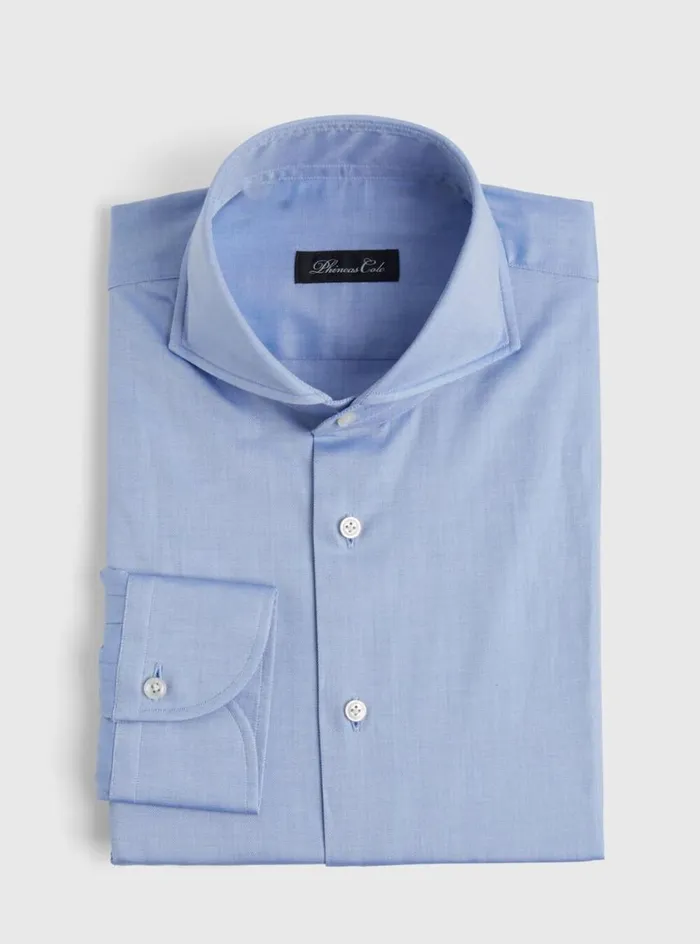 Men Paul Stuart Dress Shirts Blue Twill Dress Shirt Blue