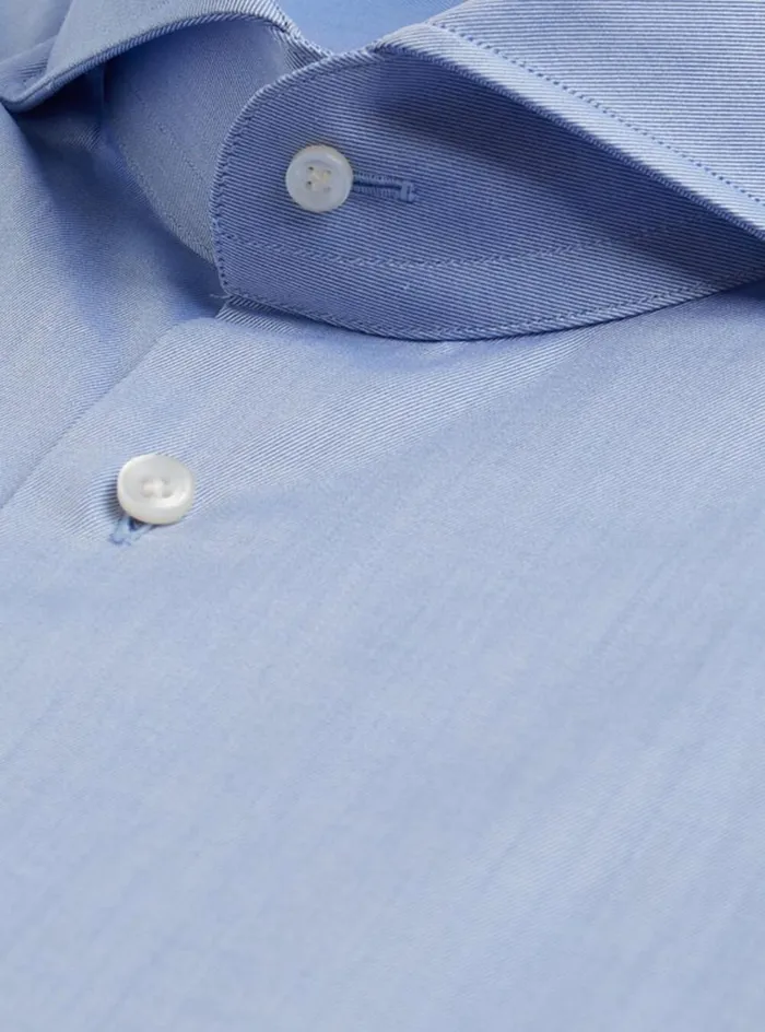 Men Paul Stuart Dress Shirts Blue Twill Dress Shirt Blue