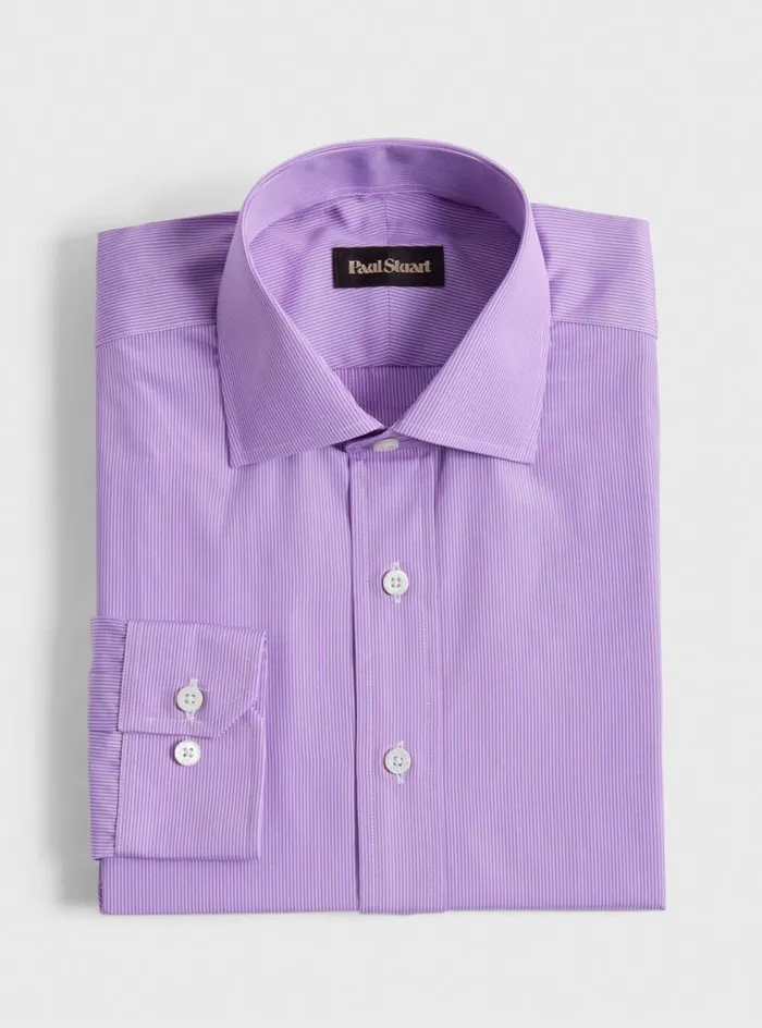 Men Paul Stuart Dress Shirts Fine Line Slim Fit Dress Shirt Dark Pink