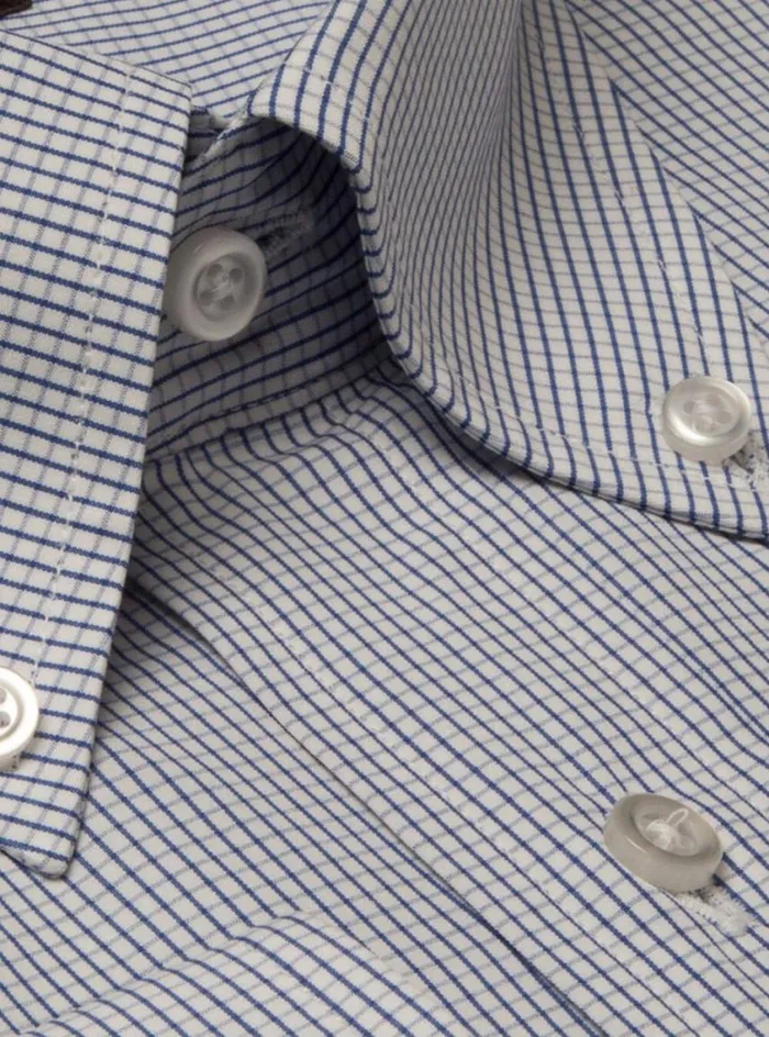 Men Paul Stuart Dress Shirts Graph Check Dress Shirt Blue