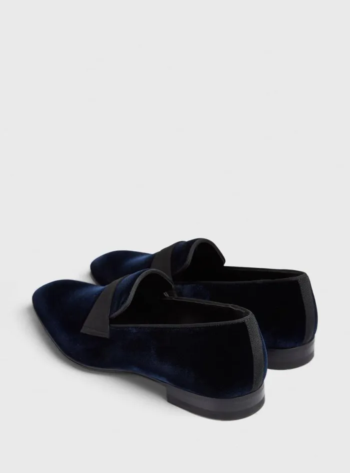 Men Paul Stuart Evening Heron Patent Leather Formal SlipOn Blue Velvet
