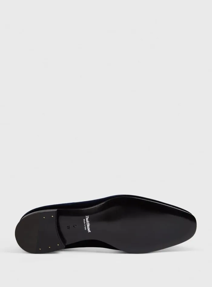 Men Paul Stuart Evening Heron Patent Leather Formal SlipOn Blue Velvet