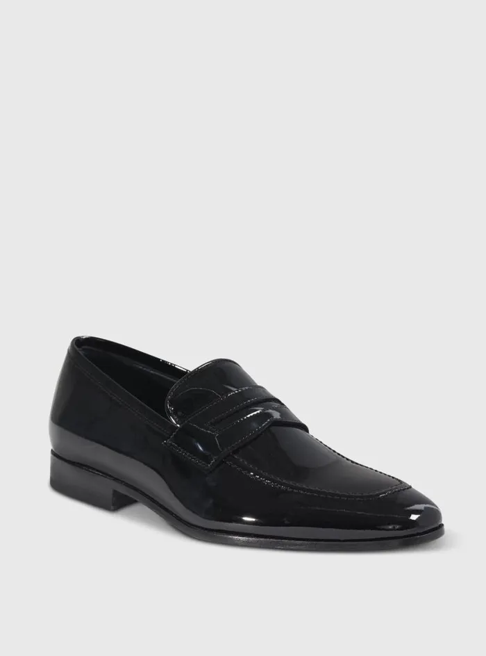 Men Paul Stuart Loafers Garrett Penny Moc Loafer Patent Leather Black