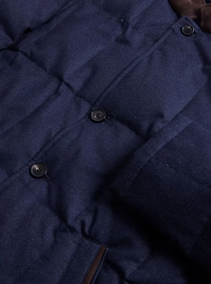 Men Paul Stuart Outerwear Quilted Wool Jacket Blue